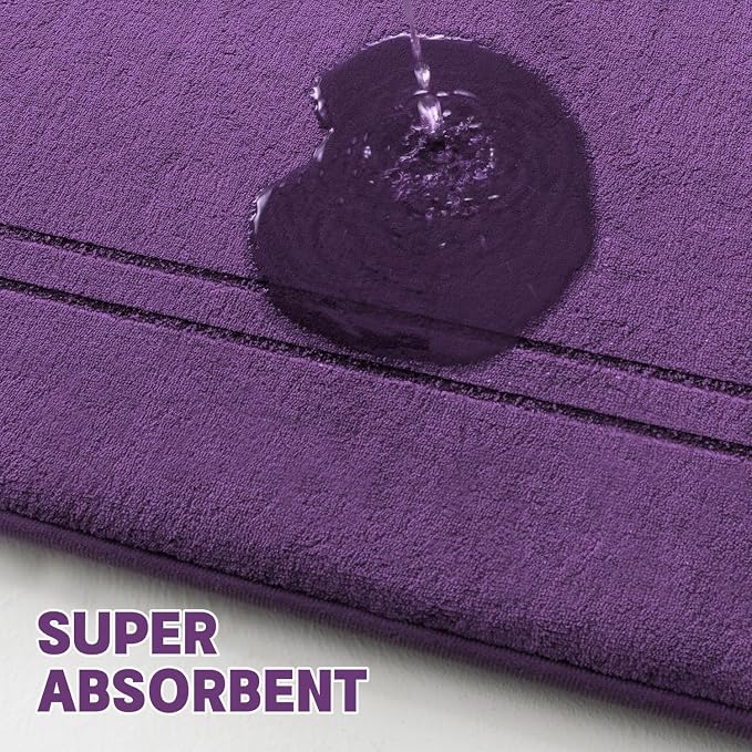 YIHOUSE Memory Foam Bath Mat Set, Bathroom Rugs Sets 3 Pieces, Non Slip Bath Mats for Bathroom, Super Soft and Water Absorbent Bath Rug Set, Machine Washable U Shape Toilet Rug,Purple