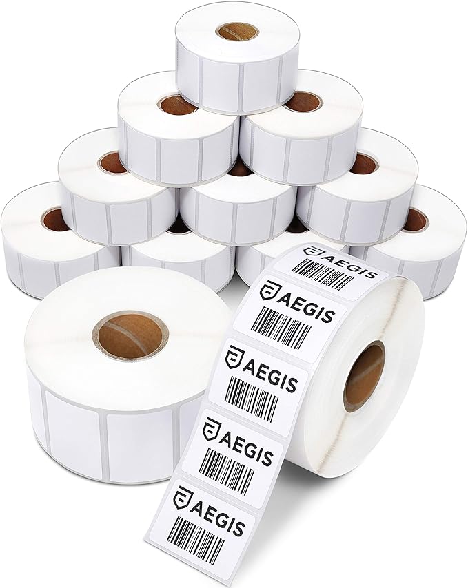Aegis Adhesives - 1.5" X 1" Direct Thermal Labels (15600 Count, 10 Rolls) - Barcode Stickers, FNSKU Labels, and Product Identification - Compatible with Zebra Desktop Printers, NOT Rollo Compatible
