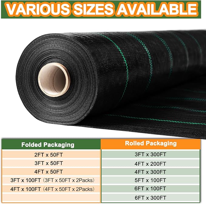 Winisok 6FT x 100FT Weed Barrier Landscape Fabric, 3.2oz Woven Garden Cloth, Heavy Duty Breathable Ground Cover for Landscaping, Gardening and Farming