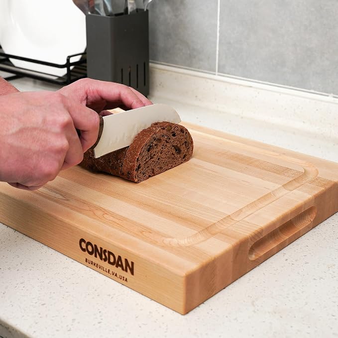 Wood Cutting Board for Kitchen, USA Grown Hardwood, 20 x 15, Hard Maple with Invisible Inner Handle, Prefinished with Food-Grade Oil, Suitable for Kitchen Edge Grain, 1-1/2" Thick