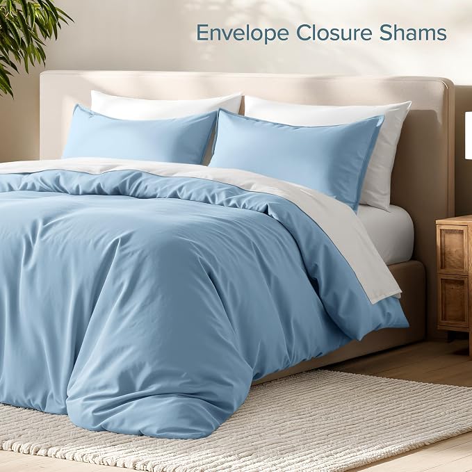 Bare Home Bedding Duvet Cover Queen Size - Premium 1800 Super Soft Collection - Lightweight, Cooling Duvet Cover - Soft Breathable Bedding (Queen, Light Blue)