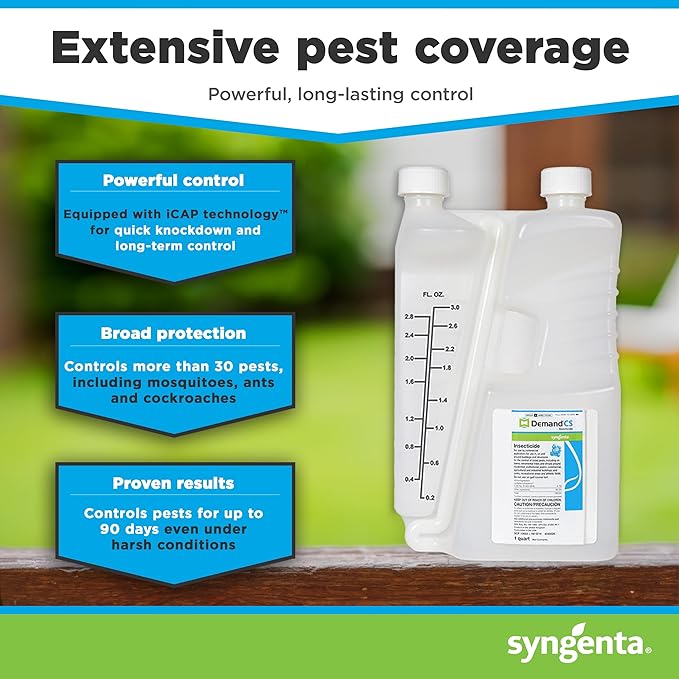 Demand CS Insecticide - Long-Lasting Pest Control, 1-qt. Sprayable Insecticide Effective Against Over 30 Pests, Formulated for Indoor & Outdoor Use