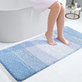 OLANLY Bathroom Runner Rugs Mat 47x20, Extra Soft Absorbent Microfiber Bath Rugs, Rubber Backing, Quick Dry, Washable Long Bath Mats for Bathroom, Tub and Shower, Home Decor Accessories, Light Blue