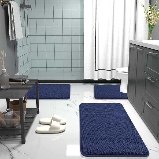 OLANLY Thick Memory Foam Small Bathroom Rugs Mats 24x16, Twilight Sapphire | Soft Quick Dry Bath Mats, Non-Slip, Absorbent Machine Washable Mat for Bathroom Floor, Tub and Shower, Home Decor Accessories