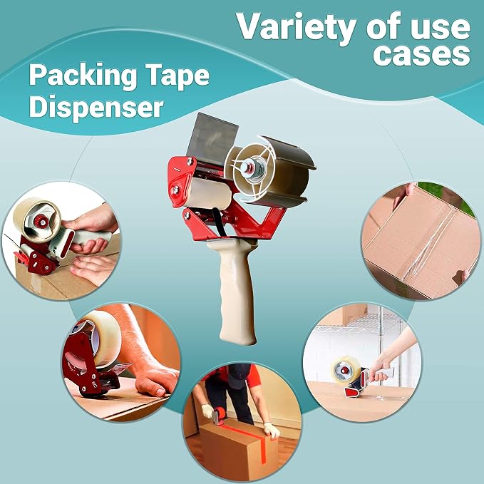 APQ Industrial Packing Tape Dispenser for 2" Tape. Side Loading Tape Gun. Heavy Duty Hand Tape Gun. Lightweight and Portable for Commercial Packaging, Shipping, Moving, Carton and Box Sealing.