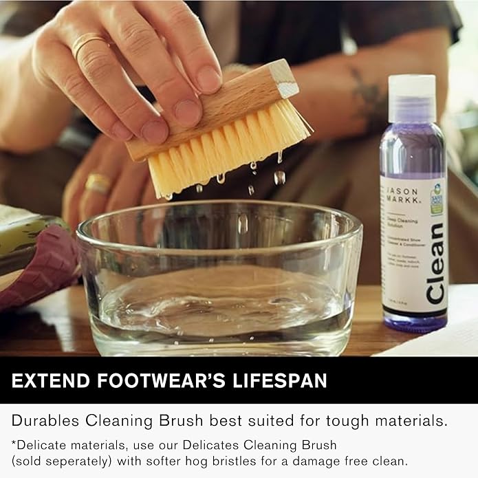 Jason Markk Essential Kit Shoe Cleaner & Microfiber Towels, 5-Piece Set, Deep Cleaning Solution, Durables Brush & 3 Pack Microfiber Towels, Sneaker Care, Ideal for Footwear