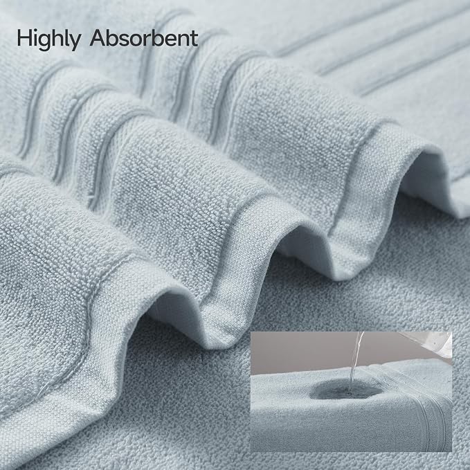 REDKISS Light Grey Towels Set 6 Piece Cotton Towel Sets with 2 Bath Towels, 2 Hand, 2 Washcloths, 650GSM Hotel Quality, Soft, Highly Absorbent Towels for Bathroom Gym, Ideal Everyday Use