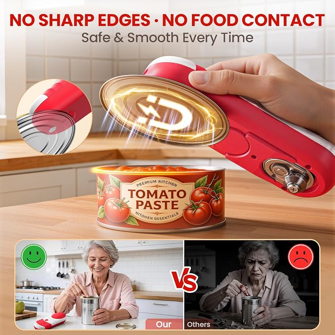 Electric Can Opener, Automatic Rechargeable Can Openers with One-Touch Smooth Edge & Magnetic Lid - Hands-Free Easy-Grip Opener for Seniors with Arthritis and Most Cans