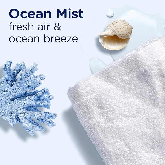 Downy Light Laundry Scent Booster Beads,Ocean Mist Scent,24 OZ,In-Wash Fabric Beads Designed To Be Gentle With A Light Boost Of-Scent,No Heavy Perfumes,(Pack of 2)