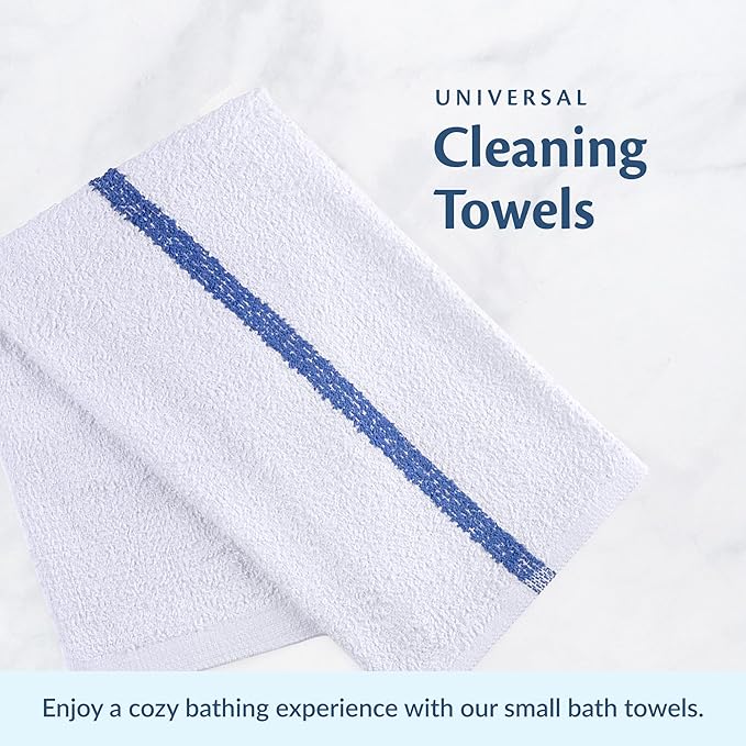 Universal Cleaning Towels, Bulk 120 Pack, 16” X 19” 100% Cotton Fully Bordered Commercial Grade Terry Weave Cloth Bar Mops for Everyday Restaurant or Home Use
