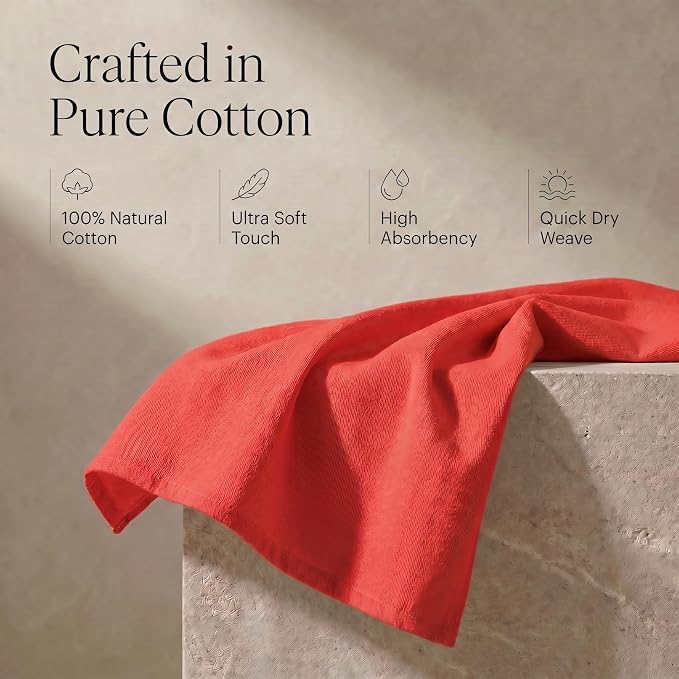 Urban Villa Kitchen Towels Cotton Dish Towels 20”x30” (Set of 6) Red