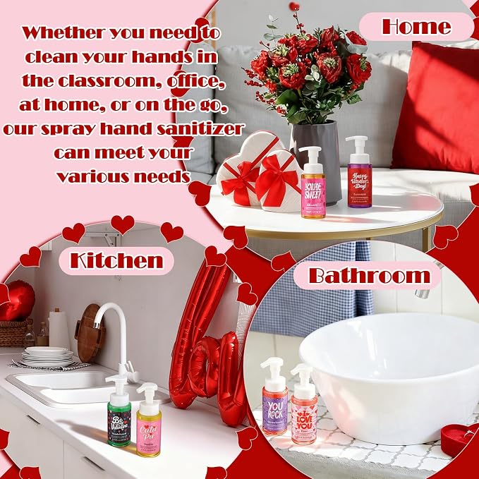 6 Pack Valentine's Foaming Hand Soap with Pump Care Moisturizing Liquid Scented Foam Hand Wash Valentine's Galentine's Day Sweet Gifts for Kitchen Bathroom Family Teacher Staff 8.75 Fl. oz