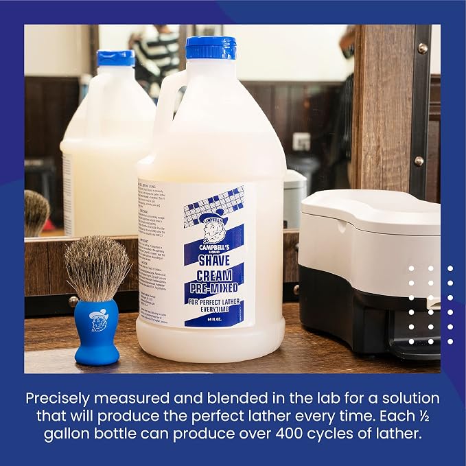 Campbell’s Pre-Mixed Liquid Shave Cream Lather, Barber Shaving Cream Lather Solution, Professional Shaving Supplies and Products, 64 Ounces - 2 Bottles