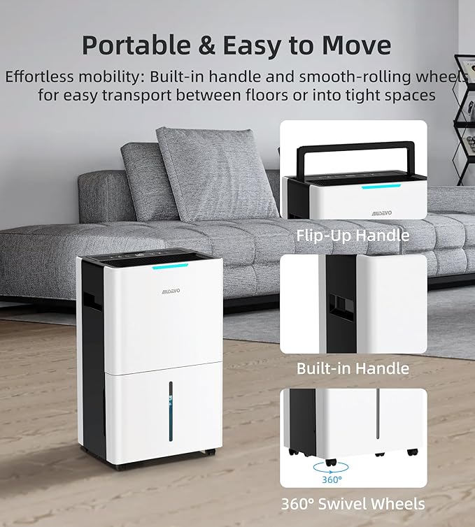 5000 Sq. Ft Dehumidifiers for Home and Basement, 52 Pint/Day Dehumidifier with Drain Hose, 3 Modes, 24H Timer, Auto Defrost, Child Lock, for Bedroom, Garage, RV, Large Room, Humid Summer, Rainy Season