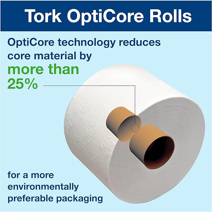 Tork OptiCore Mid-size Toilet Paper Roll White T11, Premium, 2-ply, 36 x 800 sheets, 106390