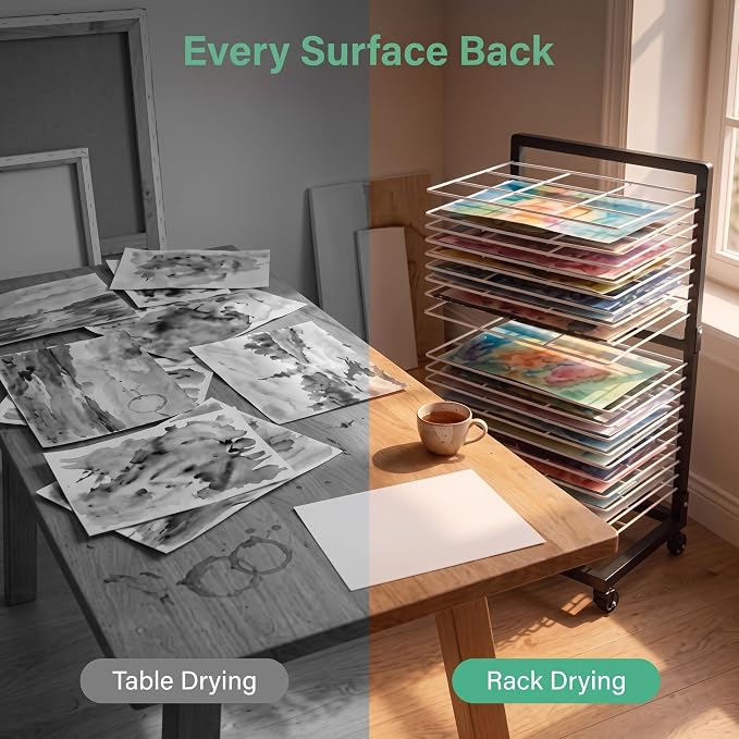 OFFICEROO Art Drying Rack for Classroom (Black/White)