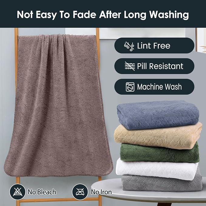 JML Microfiber Bath Towels, 2 Pack, 30 in x 60 in, Chocolate | Hanging Loop, Super Soft, Absorbent, Lint Free, Fade Resistant, Lightweight, Quick Dry, Use for SPA , Sauna, Salon Hair Wrap