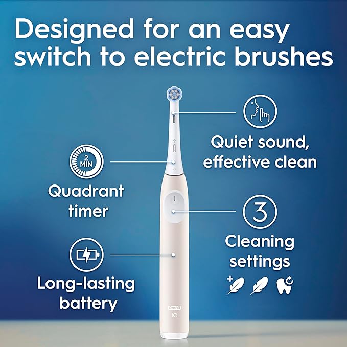 Oral-B Rechargeable Electric Toothbrush, iO Limited Simple Clean, 3 Cleaning Modes, Automatic Pressure Sensor to Protect Gums, Travel Case, Peach