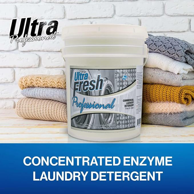 Ultra Fresh® Professional™ Commercial Laundry Detergent, Free & Clear, 5 Gal – Liquid with Easy Dispensing Pump for All Machine Types, up to 640 Loads