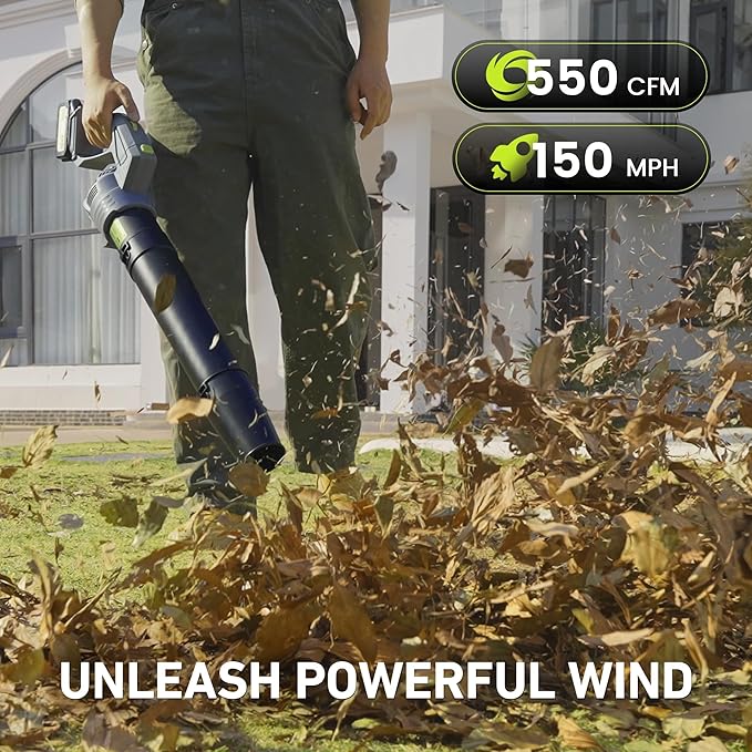 Taskstar Leaf Blower for Lawn: 550CFM Battery Electric Cordless Small Blower with Swivel Head Total 8.0 Ah Battery & Charger - Mini-Leaf for Decker Car Patio Yard