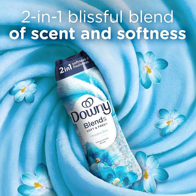 Downy Blends In Wash Laundry Scent Booster Beads, Meadow Rain Scent, 24.5 OZ, Fabric Softener Beads And Freshness