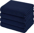 VOOVA & MOVAS Bath Towels 4PC, 100% Cotton, 30x56 in, Navy Blue | Quick Dry, Thick, Soft, Absorbent, Luxury Shower Towel Set For Bathroom, Towel Gift Set