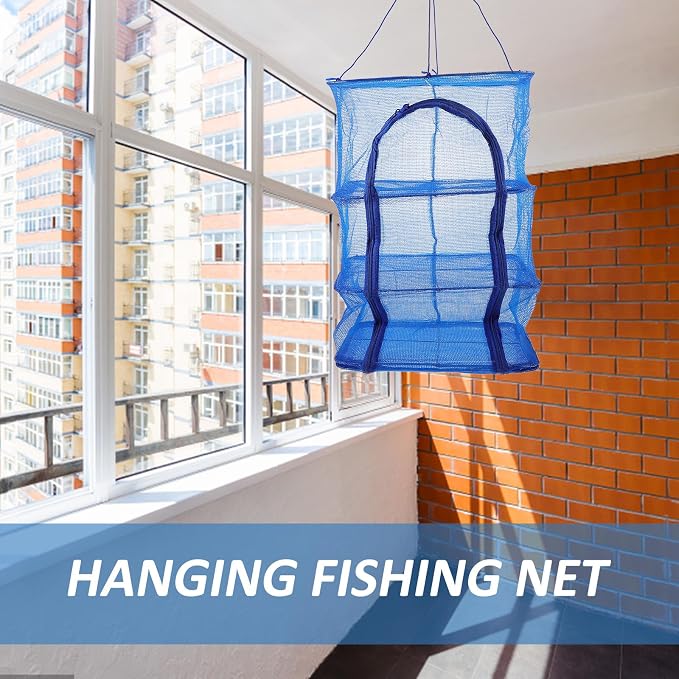 Foldable Fish Cage Fish Drying Rack Hanging Dryer Racks for Laundry Hanging Shrimp Drying Net Net Indoor Clothes Drying Rack Nylon Multi-Layer Cage Food