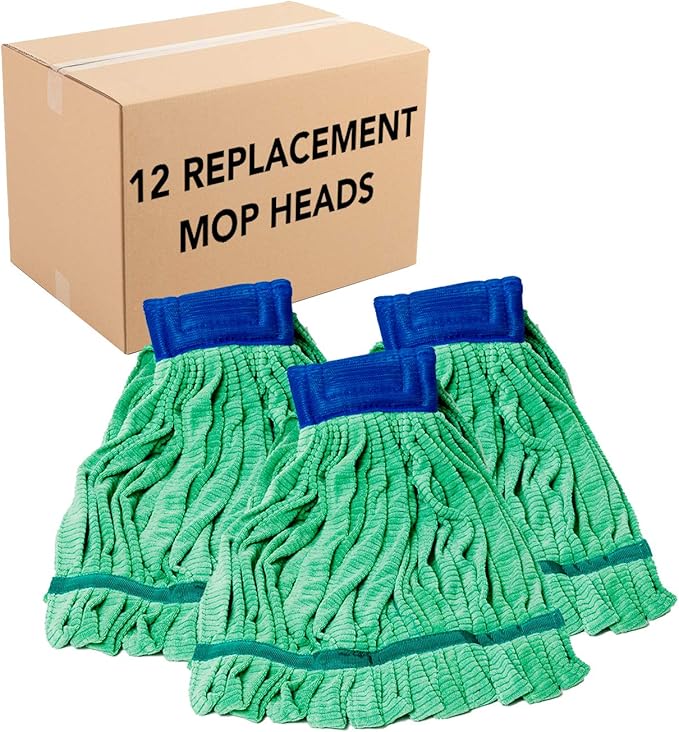 Arkwright Microfiber Tube Mop Head Replacement - (Bulk Case of 12) Heavy Duty, Lint Free, Super Absorbent & Bleach-Safe, Janitorial Essential for Commercial & Industrial Floor Cleaning, 18 oz, Green