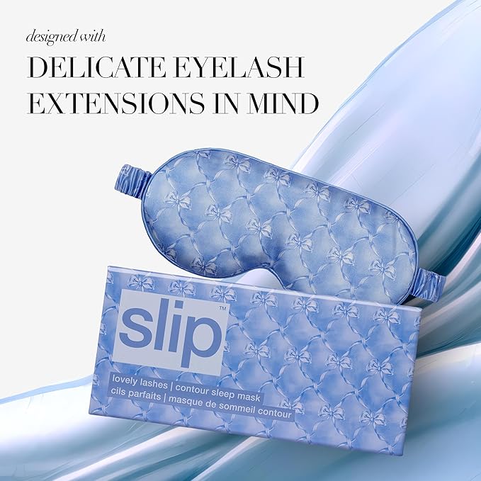 slip Pure Silk Contour Sleep Mask: Protect Your Delicate Lashes with Our Innovative, Lash-Friendly Design. Experience Uninterrupted Beauty Sleep with Slipsilk™ Comfort, 1 Contour Mask, Bluebelle