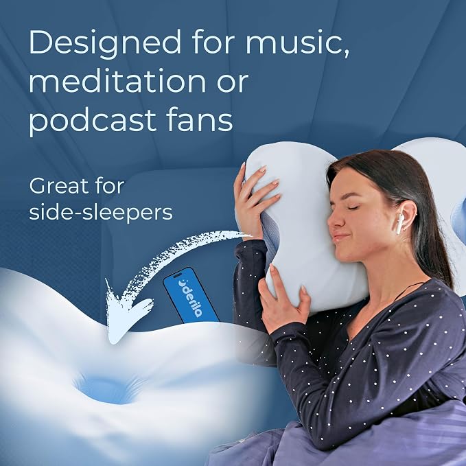 Derila Ergo Cervical Neck Pillow for Sleeping Pillow Contour Memory Foam Pillows for Back, Side Sleeper Pillows 21.25 x 14.17 x 4.72 inches