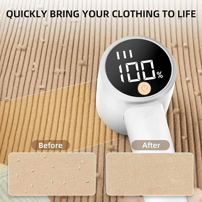 Sissty Rechargeable Fabric Shaver, Sissty Lint Remover, Sissty Fabric Shaver, Sissty Rechargeable Fabric Shaver for Clothing, Couch Fabric Pilling Remover with 3 Speeds and LED Display (White)