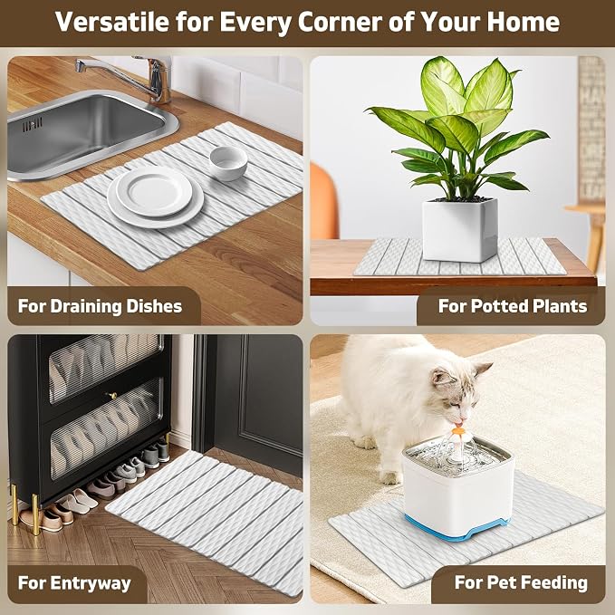 Foldable Stone Bath Mat, Quick-Dry Diatomaceous Earth Stone Drying Mat for Bathroom, Shower Mat Outside Shower, Easy to Store, Easy to Clean