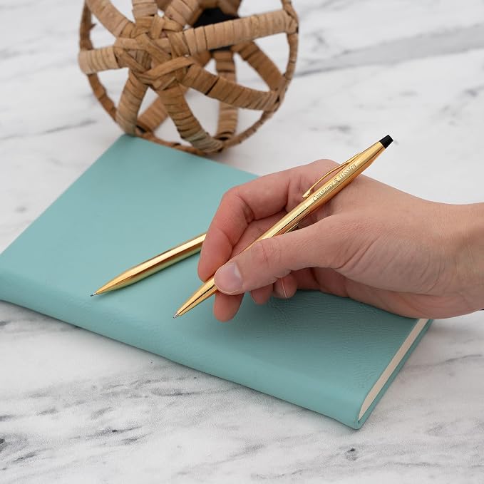 Cross Classic Century 23K Gold Ballpoint Pen and Mechanical Pencil Set - Engraved Gift Box for Anniversaries, Graduations, and Retirements