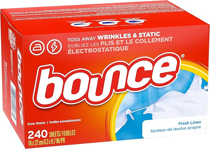 Bounce Dryer Sheets Fabric Softener | Fresh Linen | 240 Sheets, Pack of 4
