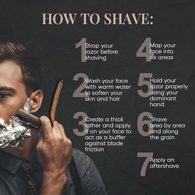 Naked Armor Drian Straight Razor Kit, Men’s Damascus Steel Shaving Set | 7-Pc Shave Ready Wet Shaving Kit, 7/8" Barber Straight Edge Razor Set, Strop, Paste, Brush, Soap, Sheath, Box, Gifts for Men