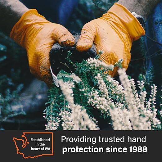GLOVEWORKS 8 Mil Orange Nitrile Disposable Gloves Heavy Duty Industrial RDT for Mechanic and Automotive, XXL 4 Boxes of 100