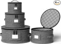 China Storage Containers,4 Piece Set,Hard Shell Moving Boxes for Dishes,Plate,Dinnerware,Saucers Quilted Organizer Dividers for Packing Fine China Storage Containers,Grey