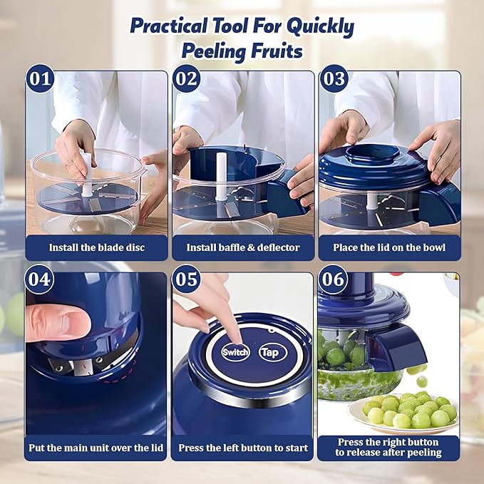 Automatic Grape Peeler Machine, Electric Garlic & Cherry Tomato Skin Remover Tool for Small Fruits (Autamatic Grape Peeler)