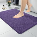 LOCHAS Luxury Bathroom Rug Shaggy Bath Mat 20 x 30 Inch, Dark Purple | Washable Non Slip Bath Rugs for Bathroom Shower, Soft Plush Chenille Absorbent Carpets
