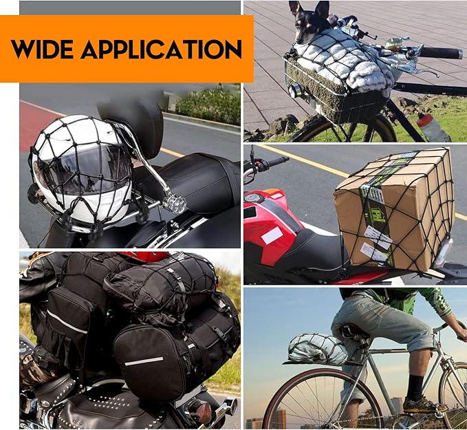 16" x 16" Heavy Duty Bungee Cargo Net Stretches to 30" x 30"-Latex Truck Bed Mesh,Luggage Tie-Down Net with 6Pcs Free Adjustable Hooks Motorcycle Bike Roof ATV SUV Trailer