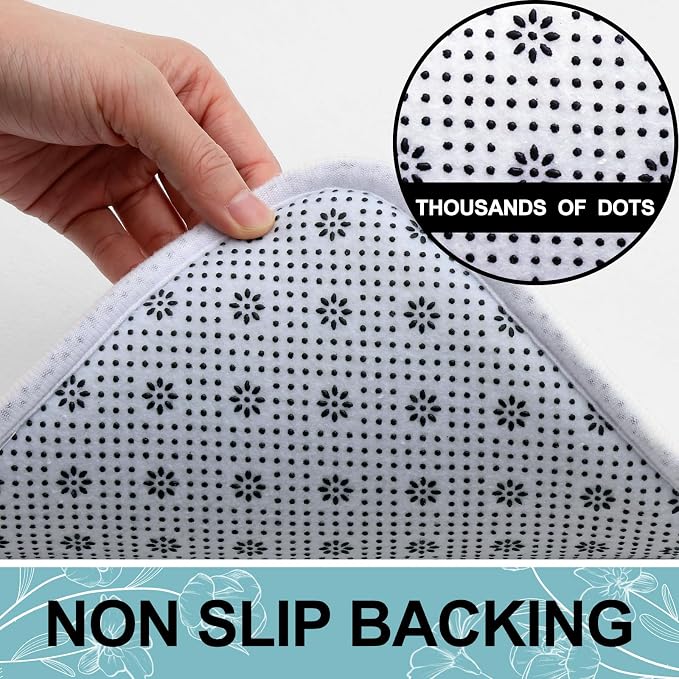 Smiry Memory Foam Bath Mat 30x20, Extra Soft and Absorbent Bathroom Mats, Non Slip Washable Carpet for Floor, Shower and Tub, White