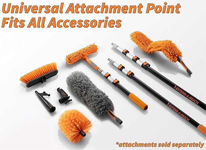 5-24 ft Long Telescoping Extension Pole // Multi-Purpose Extendable Pole with Universal Twist-on Metal Tip // Lightweight and Sturdy // Best Telescopic Pole for Painting, Dusting and Window Cleaning