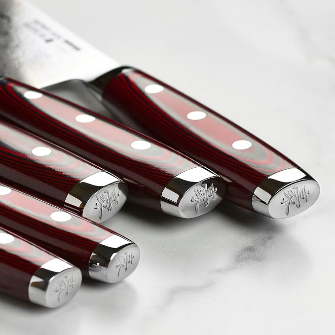 Yaxell Super Gou 16 Piece Knife Set - Made in Japan - 161 Layers SG2 Stainless Damascus, Acacia Block