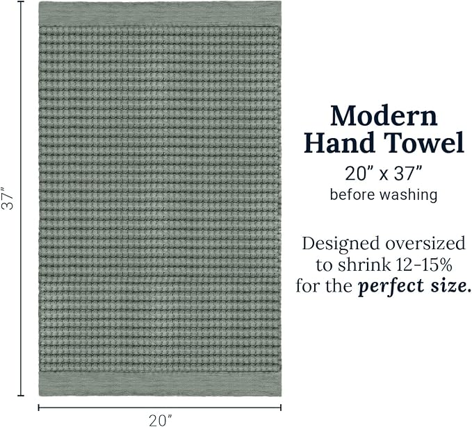 GILDEN TREE Waffle Hand Towels for Bathroom Quick Dry Large Luxury Lint Free Super Absorbent Cotton Hand Towels Set of 2, Modern Style (Sage Grey)