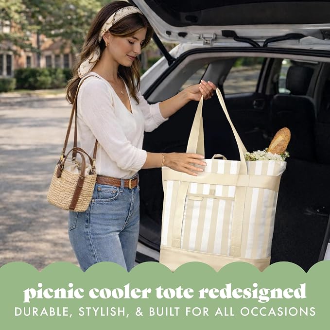 Fit & Fresh XL Insulated Cooler Bag for Groceries, Collapsible Soft Cooler | Leak-Resistant, Easy-to-Clean & Durable Food Carrier, Thermal Cooler Bag, Insulated Grocery Tote Bag, Farmers Market Tote Bag