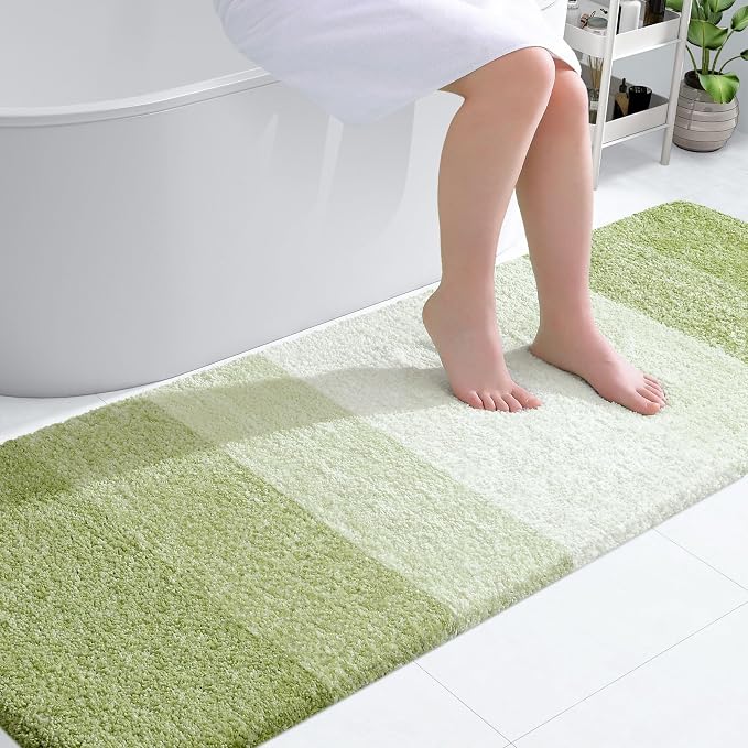 OLANLY Bathroom Runner Rugs Mat 70x24, Extra Soft Absorbent Microfiber Bath Rugs, Rubber Backing, Quick Dry, Long Bath Mats for Bathroom, Tub and Shower, Home Decor Accessories, Mustard Yellow