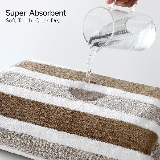 REDKISS 6-Piece Microfiber Bath Towel Set, Ultra Soft, Highly Absorbent & Quick Dry, 35x70 Inch Oversized, Brown Towels for Bathroom, Spa, Gym, 2 Bath 2 Hand 2 Washcloths