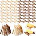 Amyhill 100 Pcs Bamboo Wood Soap Dish Bulk Bathroom Wooden Soap Holder Savers Self Draining Dishes Handcraft Tray, 3.3 x 3.3 x 0.67 Inch (Wood Color,Charcoal Color)