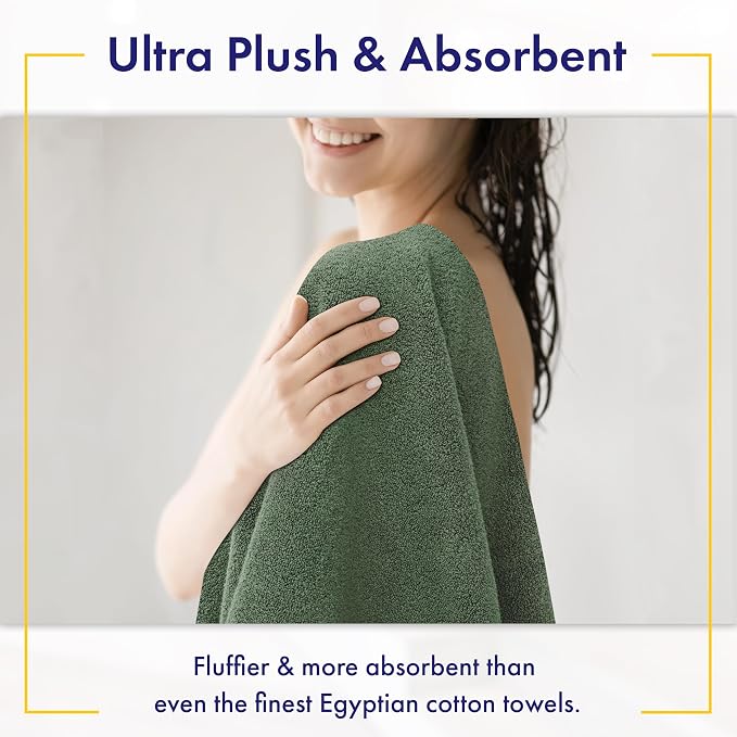 Alusa Home 100% Organic Luxury Bath Sheets - GOTS Certified - Extra Large 35x70 Inches (Pack of 2) Zero-Twist, Long-Staple Cotton Bath Sheet Set (Hunter Green)
