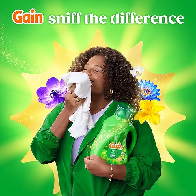 Gain Liquid Laundry Detergent with Odor Defense, Original Scent, Laundry Soap For HE Washing Machines, 81 fl oz, 61 Loads (Packaging May Vary)